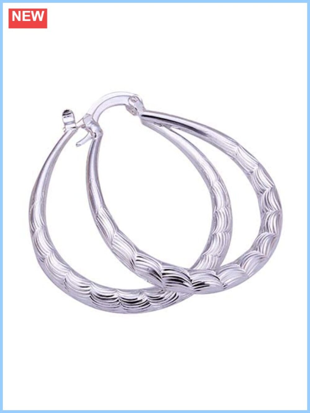 925 Sterling Silver U Shape Hoop Dangle Earrings